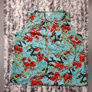 Carolina Belle Orchid Print Sleeveless Blouse